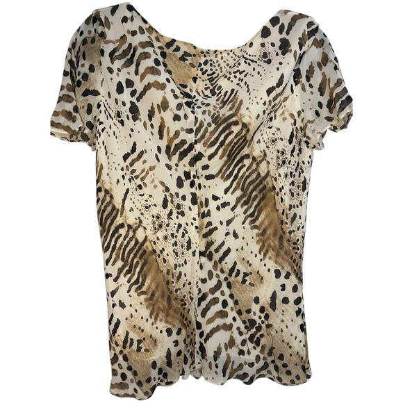Dana Bachman Leopard Print Sheer Blouse—short sleeve—Size 12–NWT - Picture 7 of 7